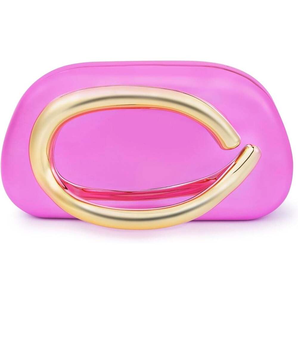 Minimalist Acrylic Hard-Case Evening Clutch with Metal C-Handle and Chain Strap